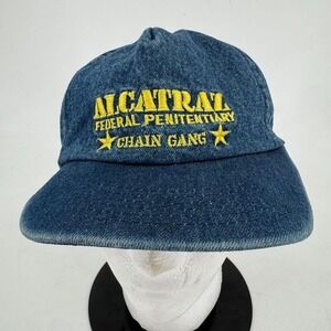 Halloween Alcatraz Denim Hat Cap Federal Penitentiary Chain Gang Snapback